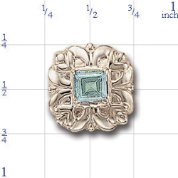 A3003 14K SLIDE WITH AQUAMARINE IN CENTER OF FLOWER DESIGN 1/2CT 
